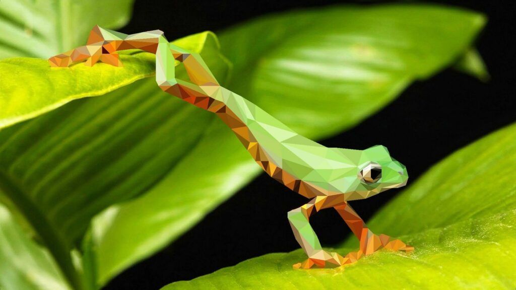 2d low poly frog wallpprs.com